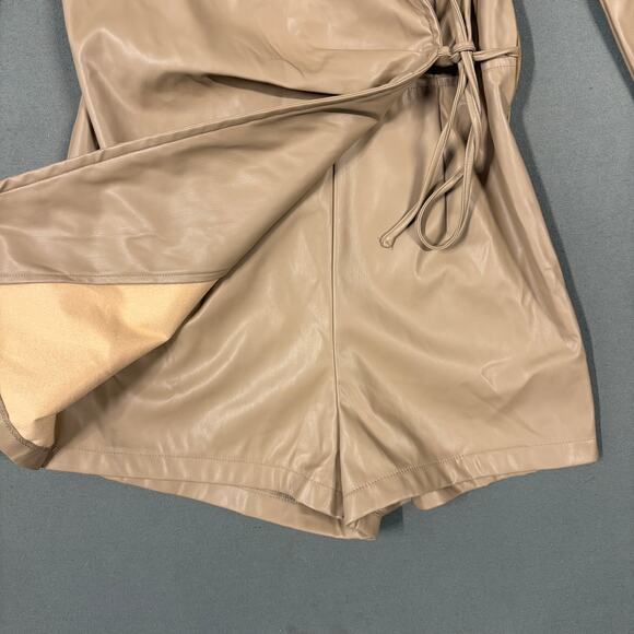 As‎ Is SUPERDOWN Chantel Faux Leather Romper in Nude Size Small - Picture 4 of 16